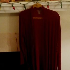 Burgundy long two pocket knit duster